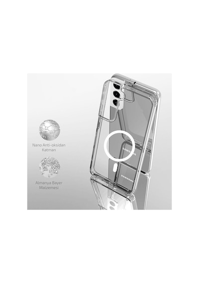 Samsung Galaxy Uyumlu S23 Plus Kılıf Magsafe Wireless Şarj Özellikli-tacsafe Silikon Şeffaf-colr65186