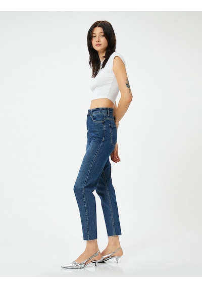Koton Yüksek Bel Kot Pantolon Rahat Kesim Hafif Dar Paça - Mom Slim Jeans Koyu İndigo 4sal40306md Koyu İndigo Koton Yüksek Bel Kot Pantolon Rahat Kesim Hafif Dar Paça - Mom Slim Jeans Koyu İndigo 4sal40306md Koyu İndigo