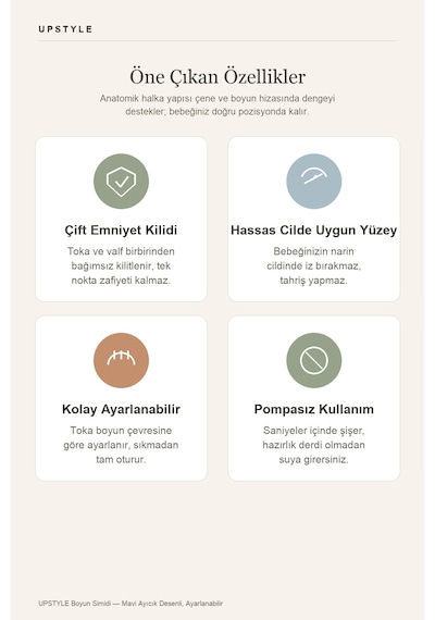 Oglo Ayıcık Temalı Süngerli Çocuk Yüzme Simidi Çift Emniyetli Kilit Mavi