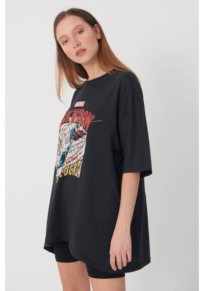 Blackjack Giyim Blackwıdow Baskılı Tshirt Siyah