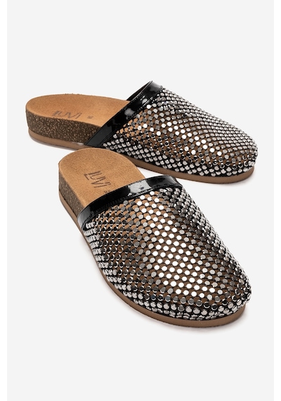 Luvi Shoes Montera Siyah Taşlı Kadın Terlik