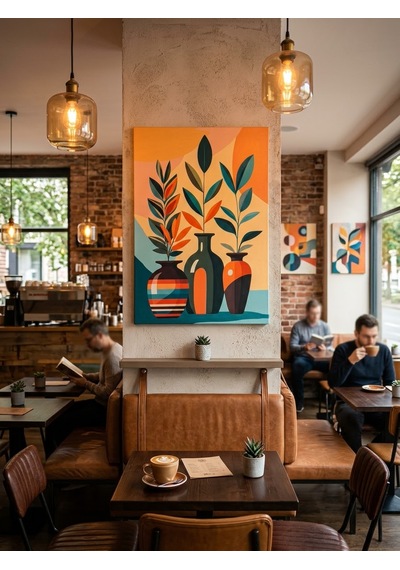 Tablo 60x90 Cm Büyük Boy Kafe Ve Salon Hediyelik Duvar Aksesuarı Bej - Siyah