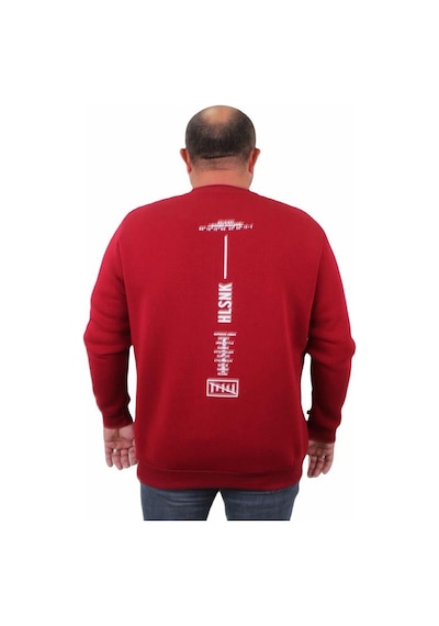 Starbattal Erkek Büyük Beden Sıfır Yaka Sweat Hlsnk 23204 Bordo-Bordo
