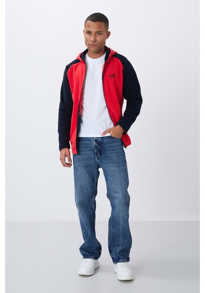 Air Jones Tommy Life Connell Fiesta Rahat Kalıp Polar Erkek Sweatshirt - 88313 Kırmızı