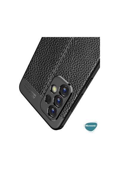 Samsung Galaxy A33 5g İçin Kılıf Deri Dokulu Silikon Siyah Galaxy A33 5g İle Uyumlu Kılıf - Siyah