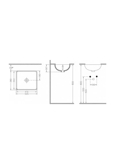 Dura Bagno Tezgah Altı Kare Gömme Lavabo 50x38 Cm, Beyaz 5930