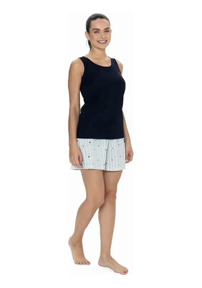 U.s. Polo Assn. 20061 Kadın Kalın Askılı Kalpli Şort Pijama Takım lacivert