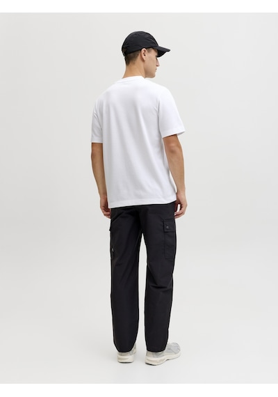 Jack & Jones Erkek Bisiklet Yaka Minimal Logo Baskili Tisört - Fusion - 12289936 Beyaz