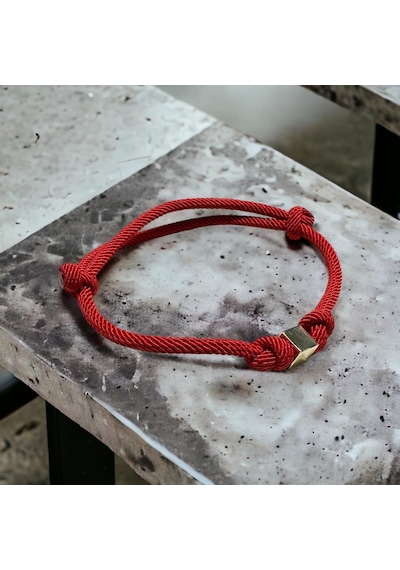14 Ayar Altın Küp Model İpli Unisex Bileklik Sarı Altın
