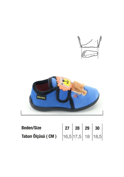Gezer Kışlık Cırtlı Ayarlanabilir Rahat İç Taban Erkek Çocuk Panduf Ayakkabı Saks Mavi