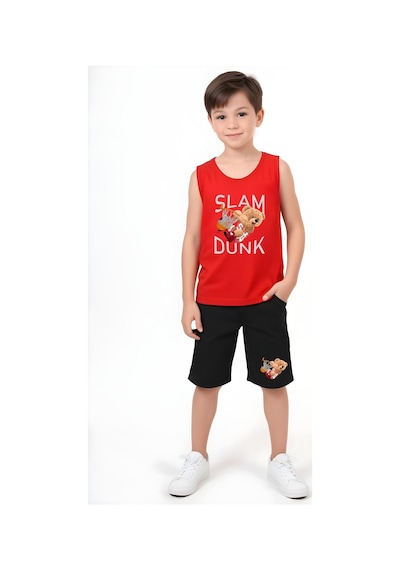Fyk Kids Erkek Çocuk Slam Dunk Baskılı Alt-üst Takım Kırmızı