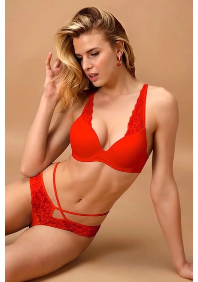 Moda Dua Kadın Nurteks 4409 Yarı Destekli Sütyen Takımı Kırmızı