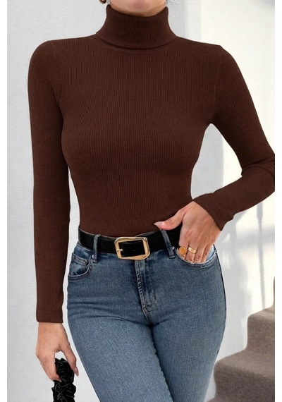 Bbbutikbasic Balıkçı Yaka Kaşkorse Body K3067 Kahverengi