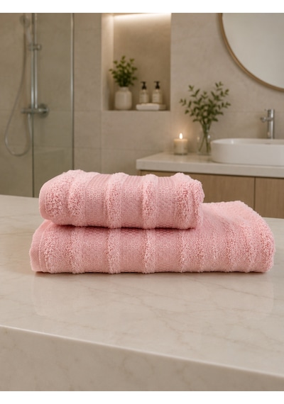 Pamuklu Saç Havlusu 50x90 Ve Banyo Havlusu 90x150 Yumuşak Dokulu Emici Saç Vebanyo Havlusu Pudra