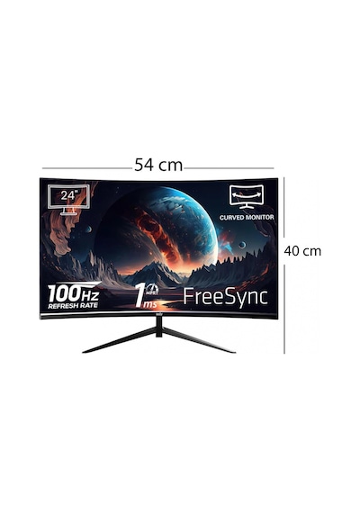 İzoly Vortex 24 İnç 100hz 1ms Fhd Curved Monitör Vga+hdmı Dahili Hoparlör