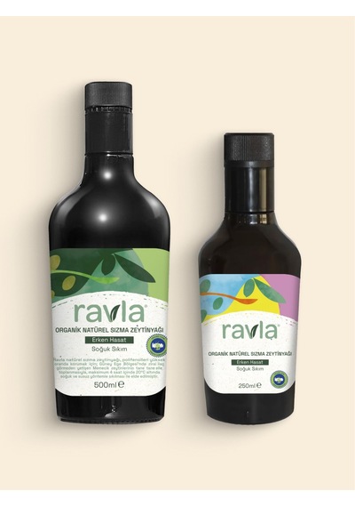 Ravla Organik Erken Hasat Zeytinyağı 500 ML + Organik Zeytinyağı Bebek Çocuk Yüksek Polifenol 250 ML