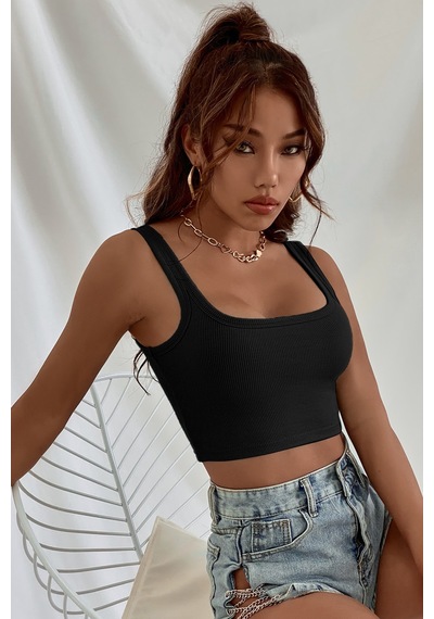 Epilons Zenvial Kadın Siyah Kalın Askılı Crop Top Büstiyer Zenviall2