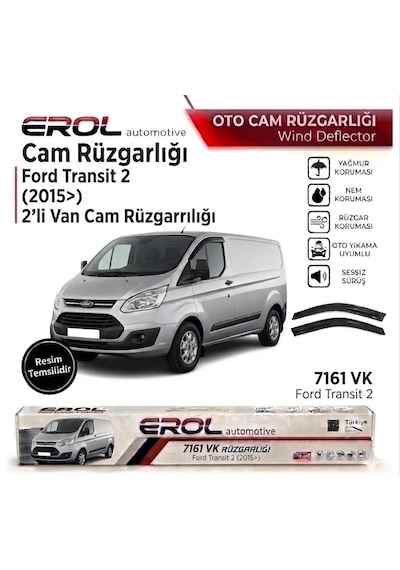 Ford Transit 2015 2'li Ön Mugen Cam Rüzgarlığı Siyah