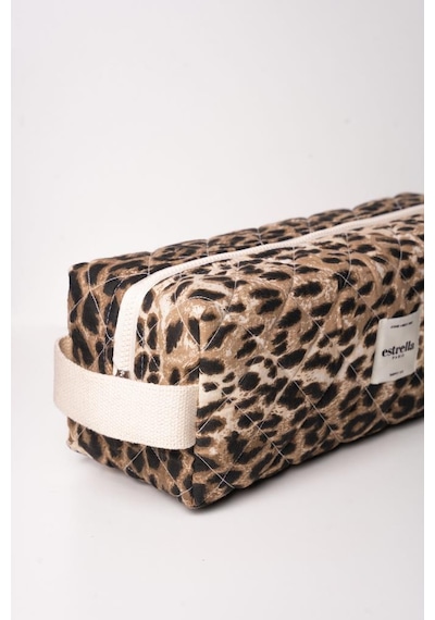 Estrella Leopar Dy-son Airwrap Ve Tüm Saç Şekillendiriciler İçin Xl Boy Çanta Seyahat Çantası Leo-kare Bej