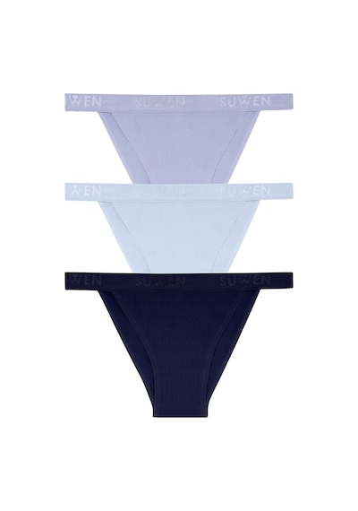 Suwen 3 Lü Pamuklu Slip Külot St004560156 Mor - Lacivert - Mavi