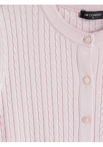 Lcw Comfort Pembe Bisiklet Yaka Kadın Triko Hırka