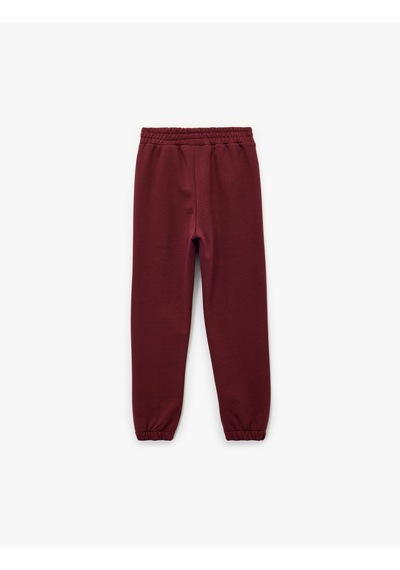 Koton Beli Lastikli Şardonlu Basic Jogger Eşofman Altı Bordo 6wkg40102ak Bordo