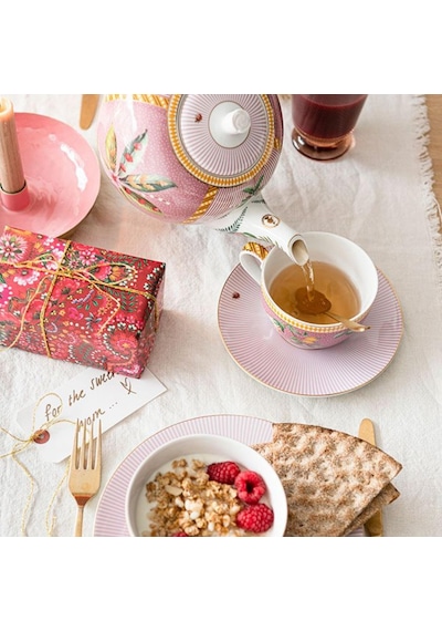 Pembe Porselen Çay Fincan Seti 280 Ml