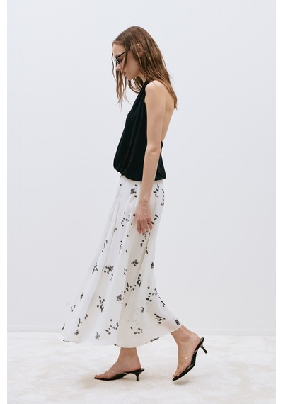 Suud Collection Siyah Nina Dökümlü Halter Top