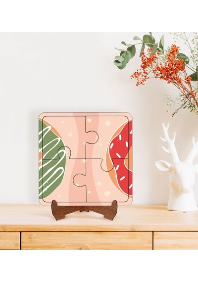 Bk Gift Donut Tasarımlı Ahşap Standlı Puzzle Çerçeve-3