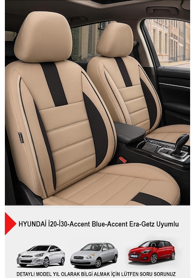 Gm Design Oniks Tay Tüyü Oto Koltuk Kılıfı - Hyundai İ20-i30-accent-blue-era-getz İle Uyumlu Bej