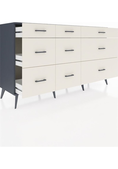 Kronos Konsol 9 Çekmeceli 176x59x99 Antrasit-antrasit/aytaşı Antrasit-antrasit/aytaşı