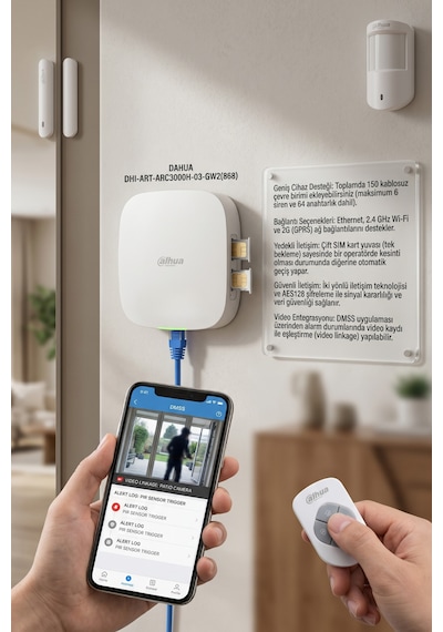 Dhı-art-arc3000h-03-gw2 868 Kablosuz Akıllı Alarm Kiti Seti Wireless Güvenlik Sistemi Uygulama Kontrollü