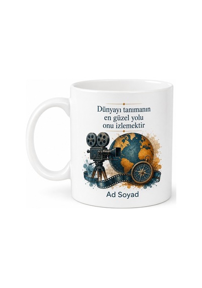 Belgesel Sever Yazılı Baskılı Kupa Bardak Hediye Porselen Mug Beyaz / Çok Renkli