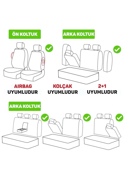 Fa Serisi - Her Araca Uyumlu Oto Koltuk Kılıfı / Tay Tüyü - Siyah Siyah