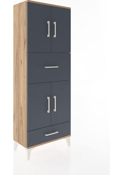 Arges Dolap 4 Raflı 2 Çekmeceli 4 Kapaklı 60x30x163 Çam-antrasit Atlas Çam