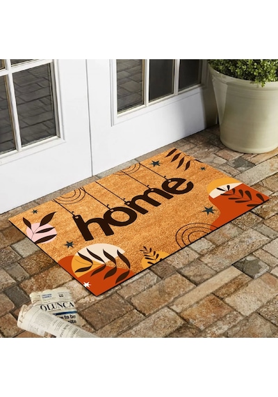 Esnature Home Bohem Temalı Dağ ve Yaprak Desenli Kapı Önü Paspas