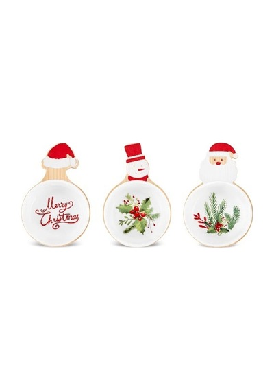 Karaca  New Year Yılbaşı Bamboo Snack Noel Baba 3'lü Çerezlik