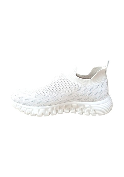 Divamod 502 Kadın Bej Triko Taşlı Memory Foam Tabanlıklı Comfort Sneaker Bej Siyah