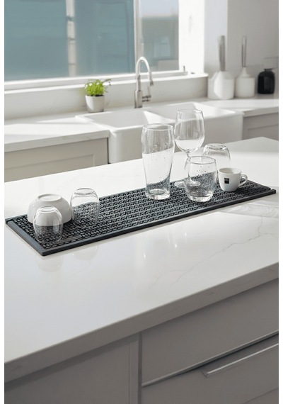 2 Li Avantaj: Çok Amaçlı Kauçuk Set, Bar Mat, Bulaşık Kurutma, Tencere Altlığı, Saksı Altlığı 6016-1533set Siyah