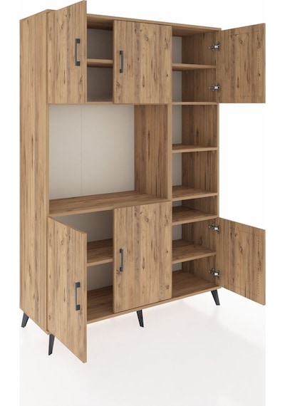 Hyperion Dolap 10 Raflı 6 Kapaklı 132x44x195 Çam-çam/çam Çam