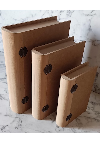 Hobi Adn Kitap Kutu 3'lü Set Ahşap Mdf Ham Ankara Siteler Ürünü El Yapım