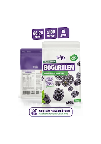 Dondurularak Kurutulmuş Böğürtlen 18 G Freeze Dried Meyve Cipsi Çıtır Meyve Kurusu 4 Adet