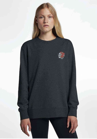 Red Rose Skull Kurukafa Baskılı Füme Antrasit Kadın Sweatshirt