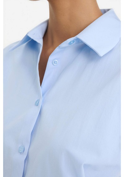Defacto Fitted Poplin Kısa Kollu Gömlek F7313ax25aube823 Mavi