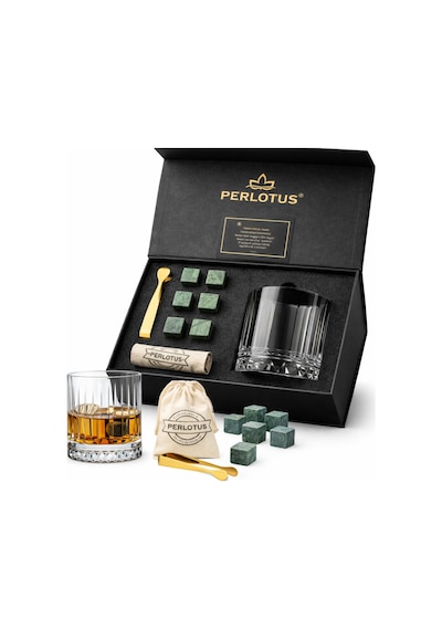 Perlotus İtaly Serisi 350 Cc Kristal Viski Bardağı Granit Viski Taşı Seti Premium Hediye Kutulu Şeffaf