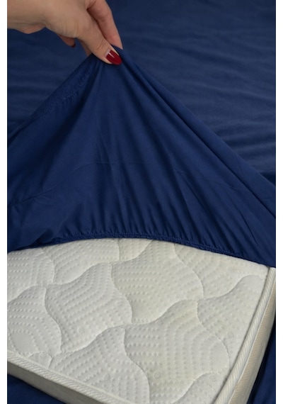 Bessy Penye Fitted Lastikli Çarşaf %100 Pamuk Kumaş Tek Çift Kişilik Battal King Size Lacivert