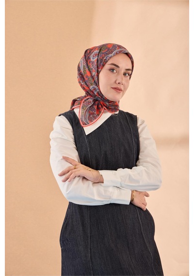 Silk Home Yaz Esintisi Eşarp 150002-15 Parlak Turuncu, Mavi, Yeşil, Gri