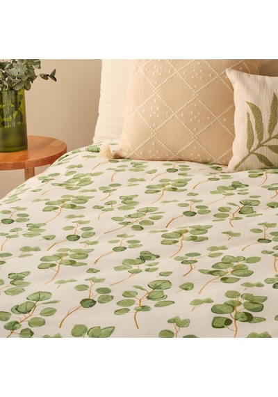 Bella Maison Ocaliptus Pamuklu Tek Kişilik Baskılı Pike Yeşil 150x220 CM Yeşil
