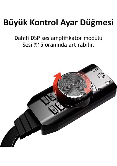 Usb Dsp Sound Card 7.1 Harici Ses Kartı Gaming Pubg Lol Valorant Mikrofonlu Kulaklık Adaptörü Tak Çalıştır