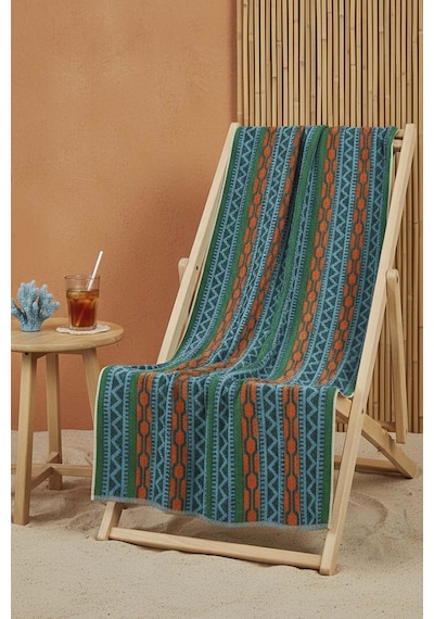 Turkuaz Sahara %100 Pamuklu Plaj Havlusu 70x140 Cm Çok Renkli